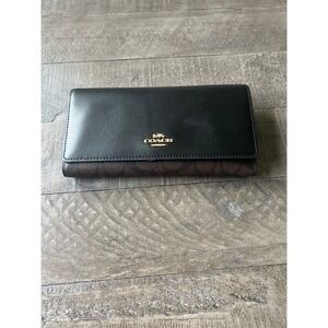 NWOT COACH C5966 Long Wallet SLIM TRIFOLD WALLET Slim Signature Women's